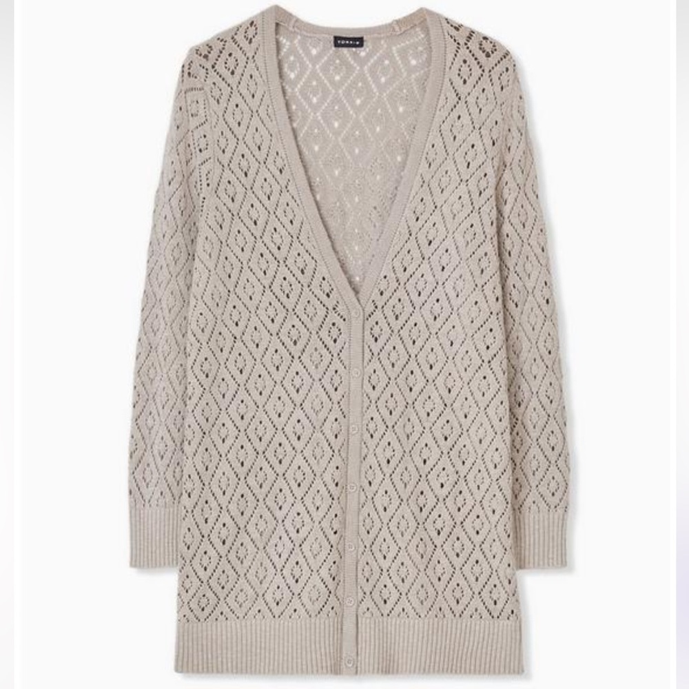Torrid Pointelle Button Front Boyfriend Cardigan
